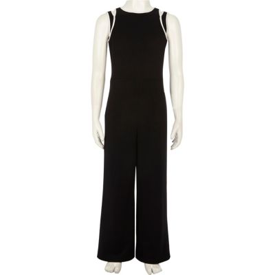 Girls black and white tipped jumpsuit